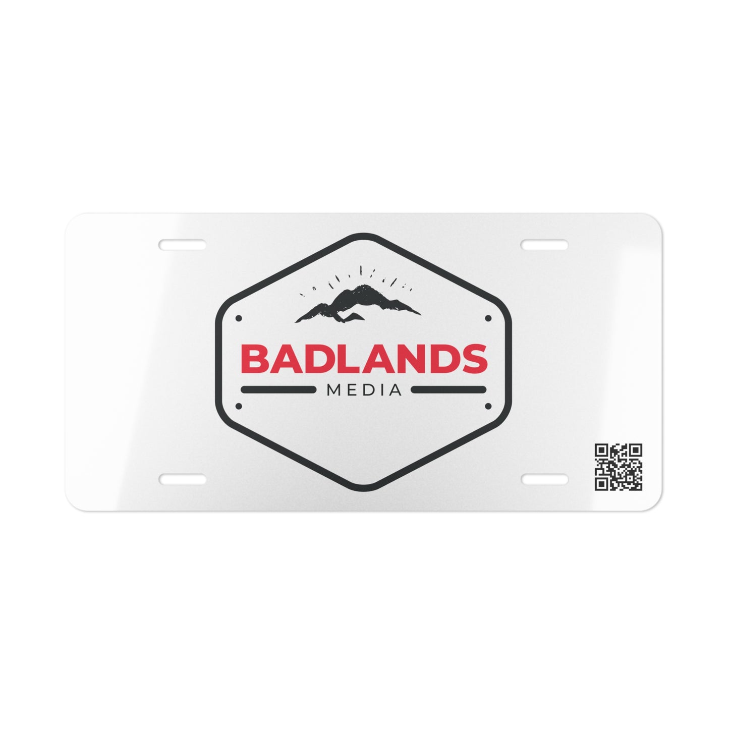 Badlands Media White Vanity Plate