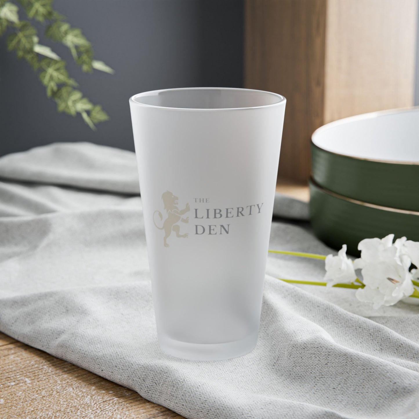 The Liberty Den Frosted Pint Glass