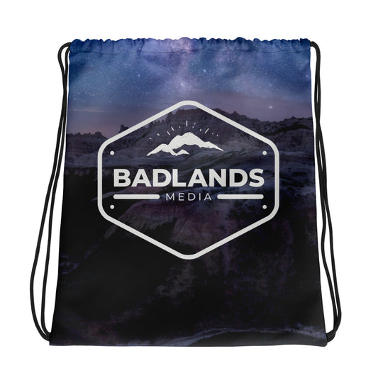 Badlands Drawstring Bag in midnight nebula