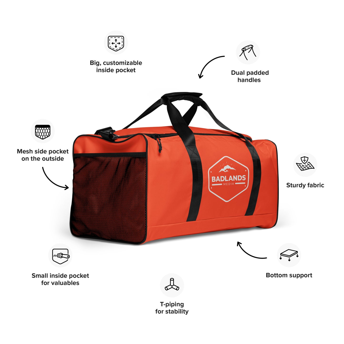 Badlands Extra Large Duffle Bag in electric orange