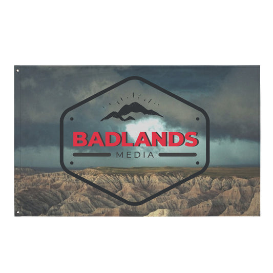 Badlands Flag in storm