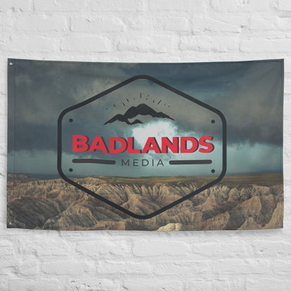 Badlands Flag in storm