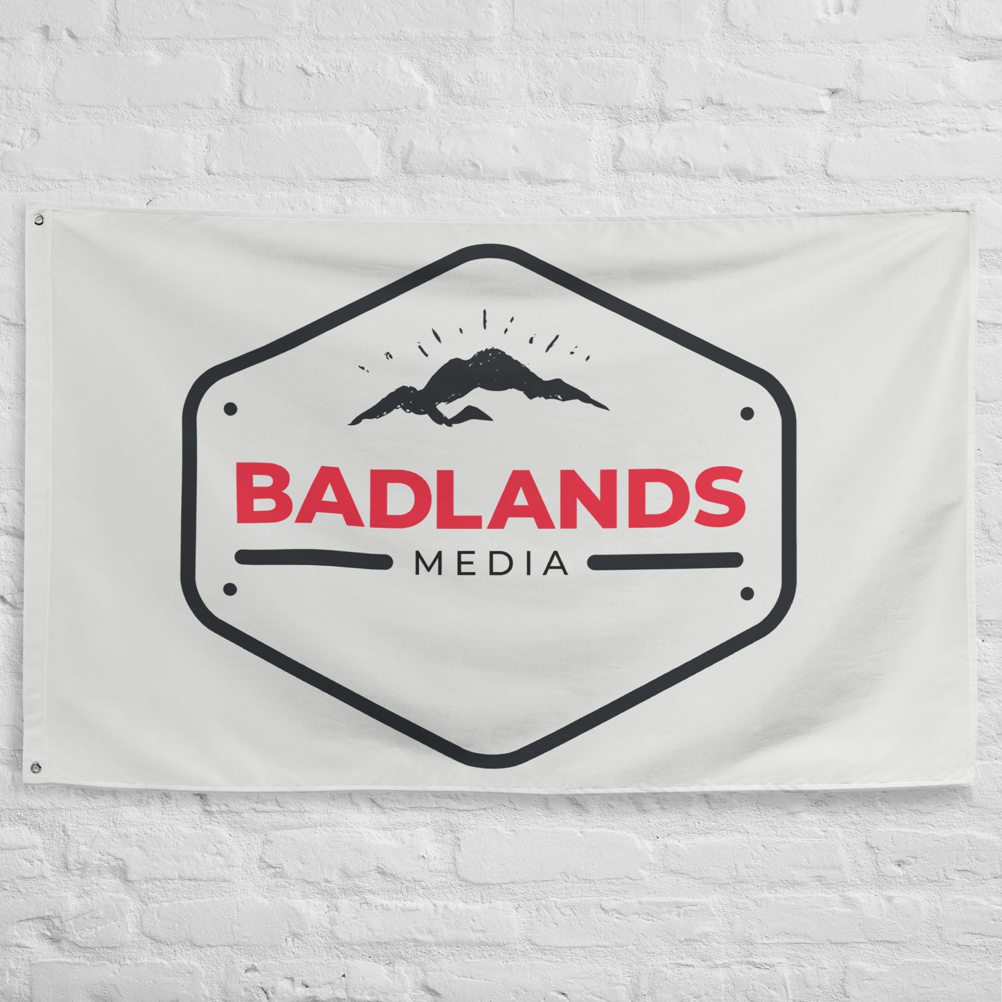 Badlands Logo Flag in white