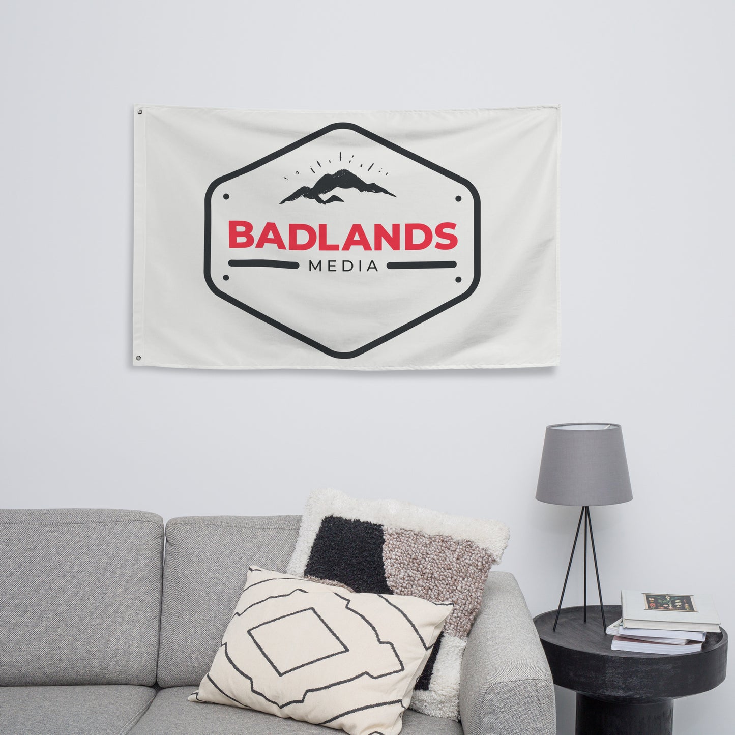 Badlands Logo Flag in white