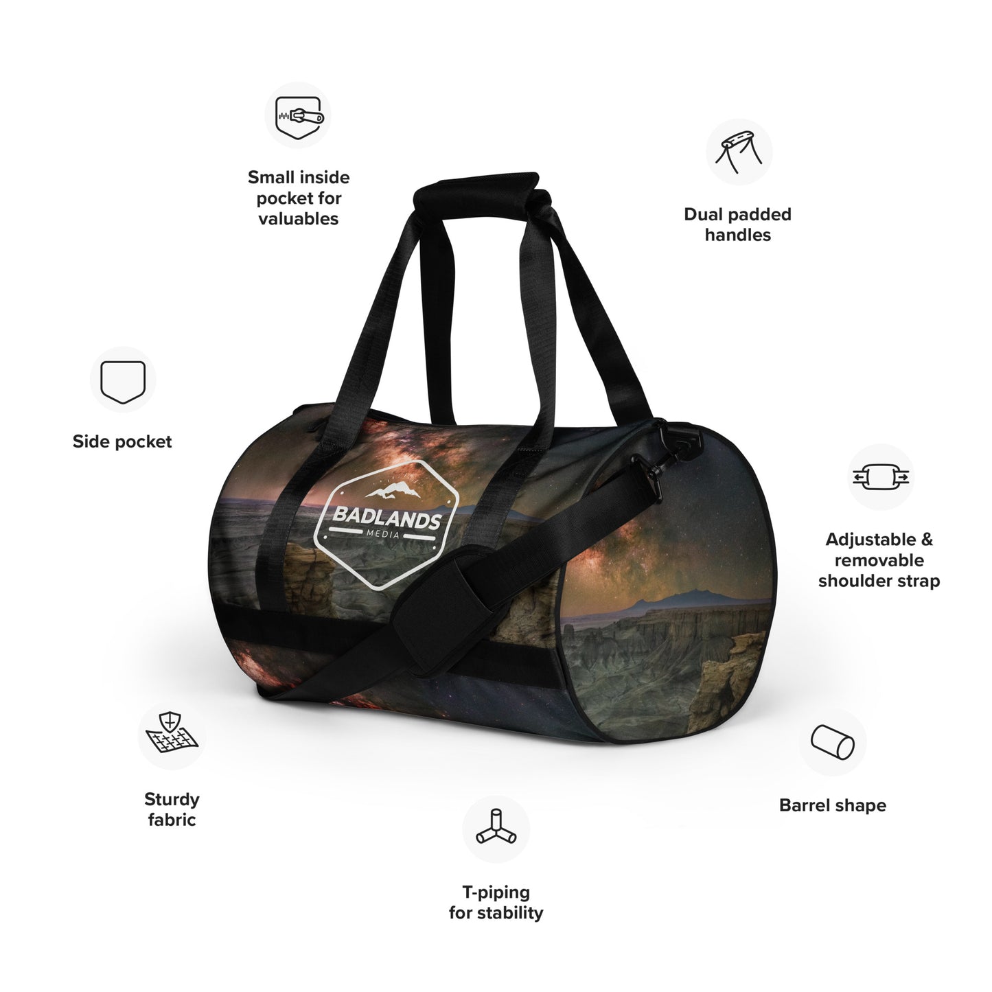 Badlands Medium Duffle Bag in desert nebula