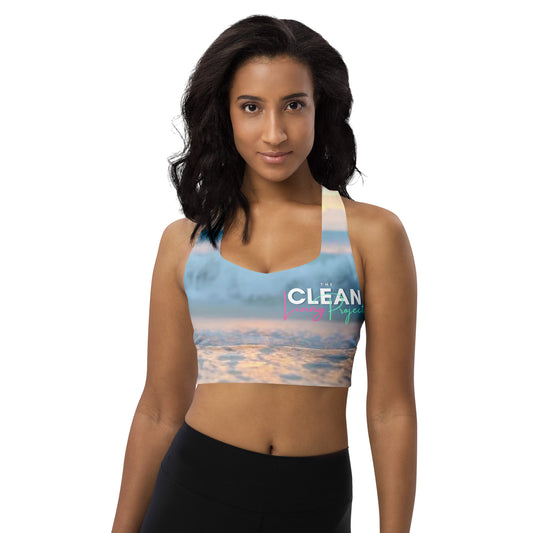 The Clean Living Project Longline Sports Bra (waves)