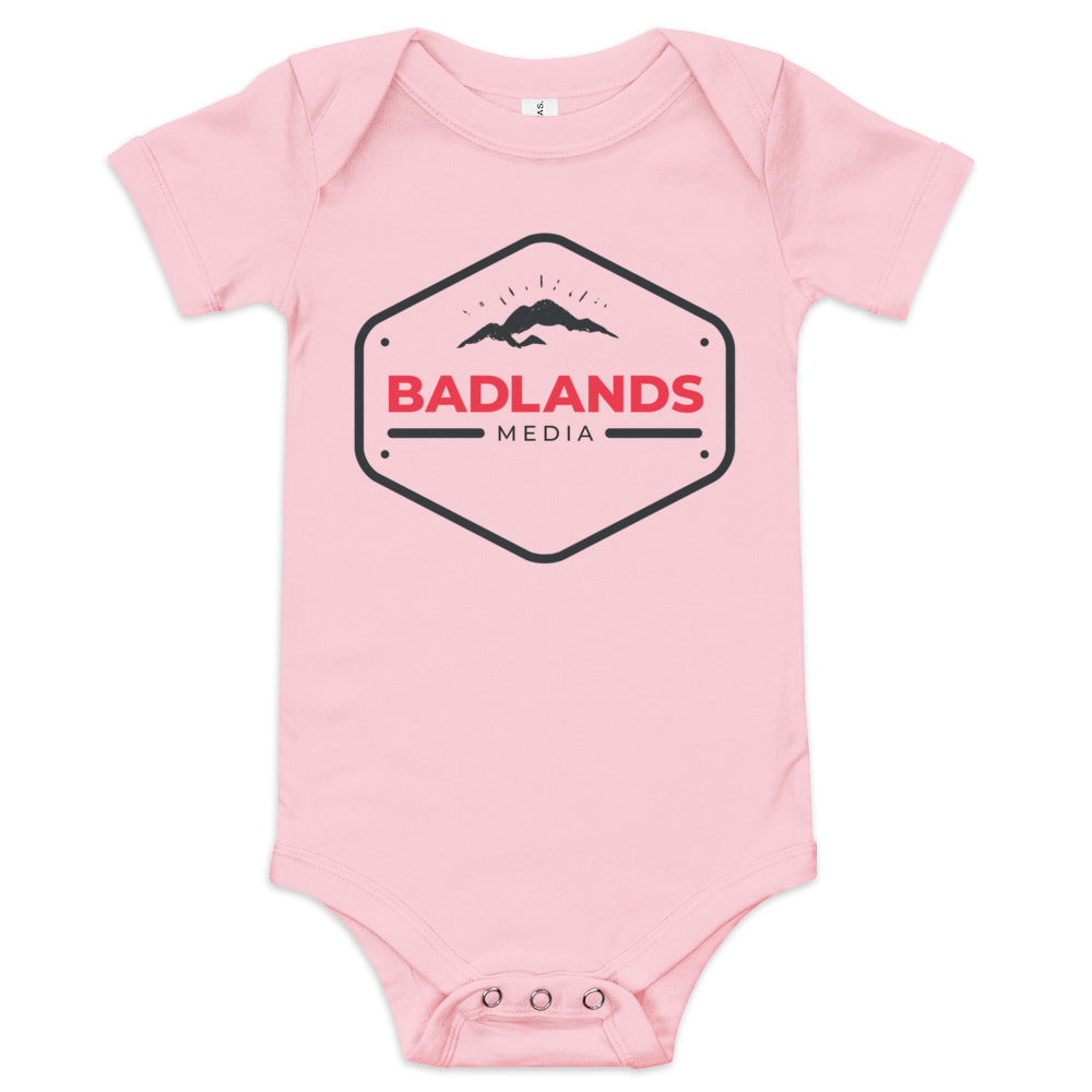 Badlands Baby Short Sleeve Onesie (red/blk logo)