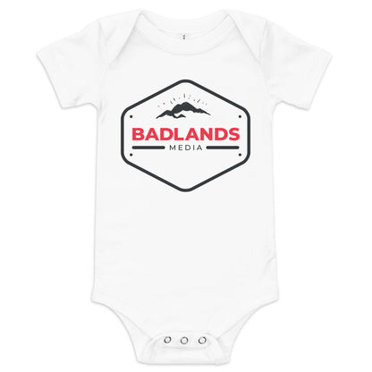 Badlands Baby Short Sleeve Onesie (red/blk logo)