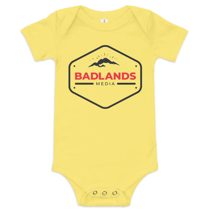 Badlands Baby Short Sleeve Onesie (red/blk logo)