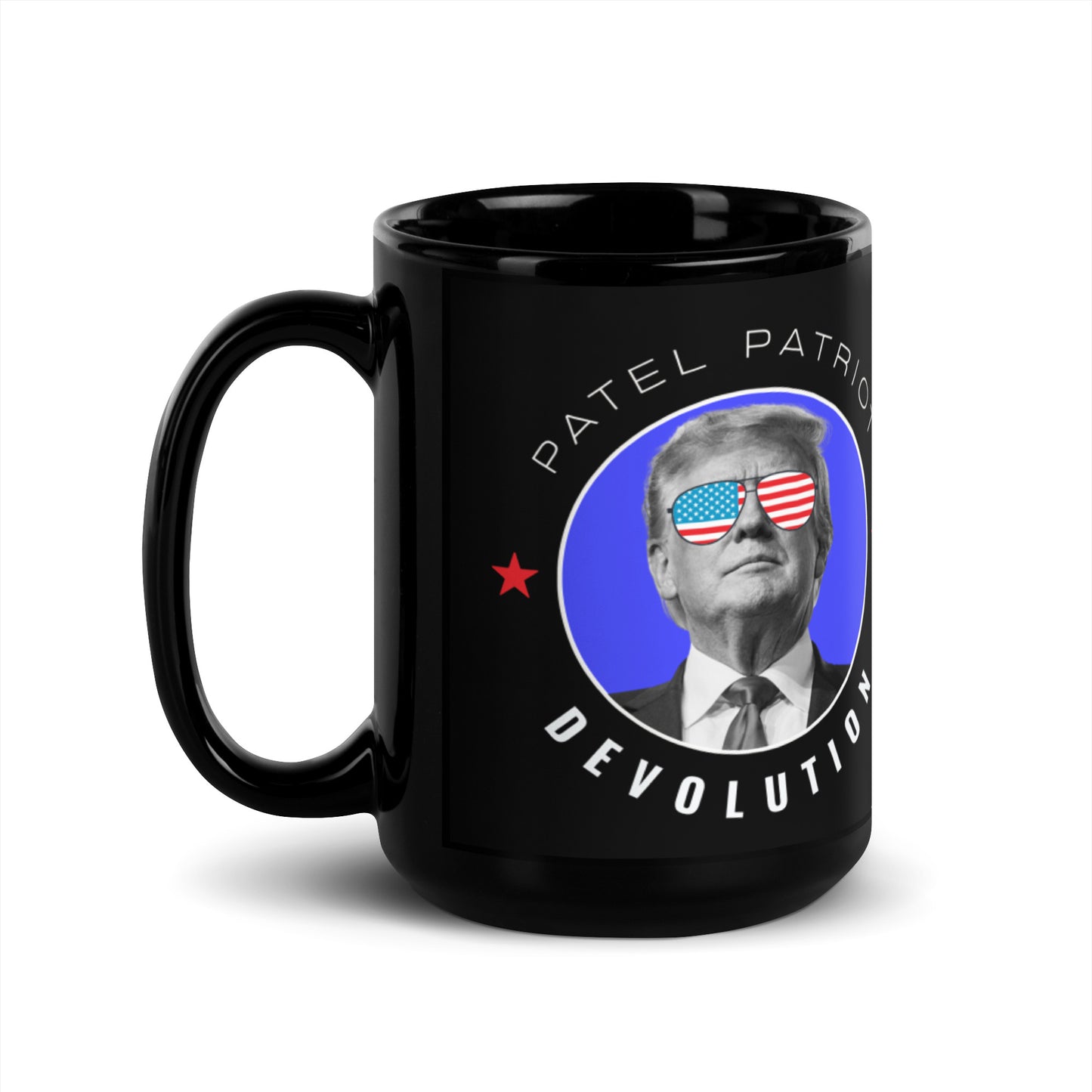 Trump Devolution Black Glossy Mug