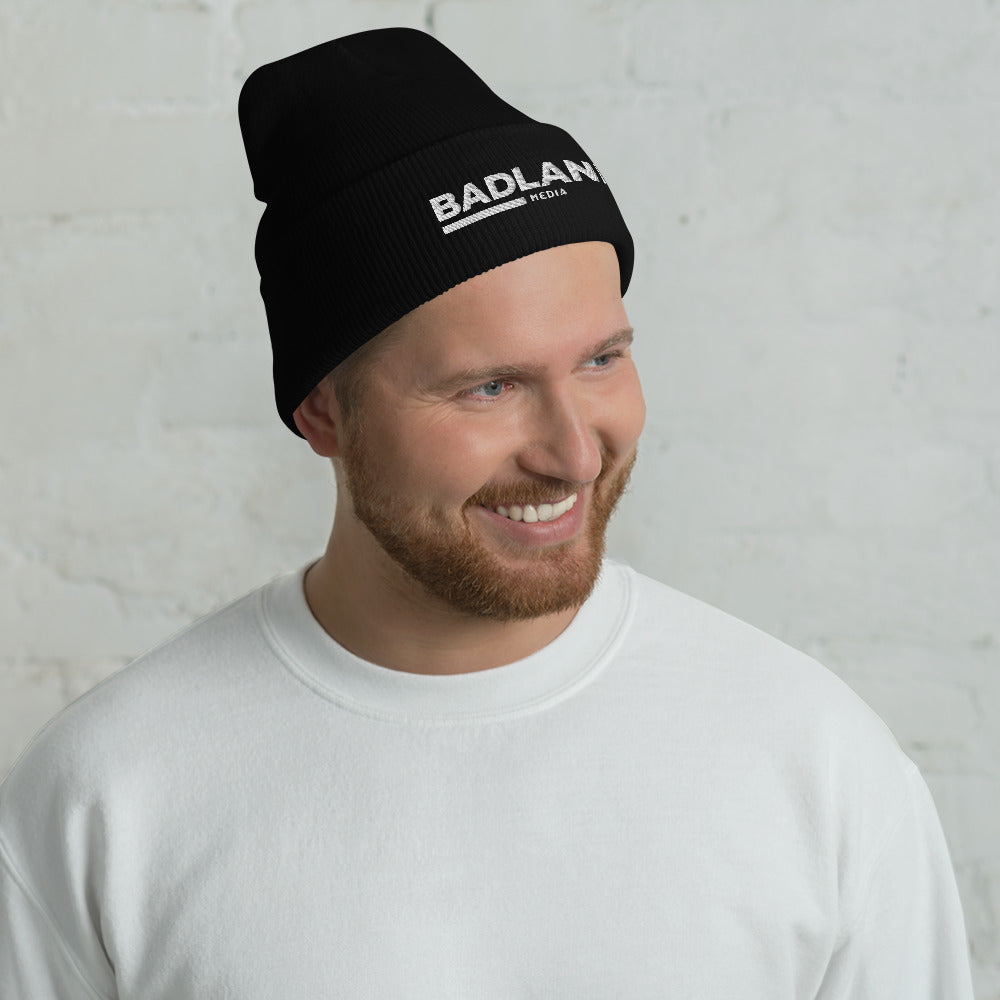 Badlands Cuffed Beanie with white logo