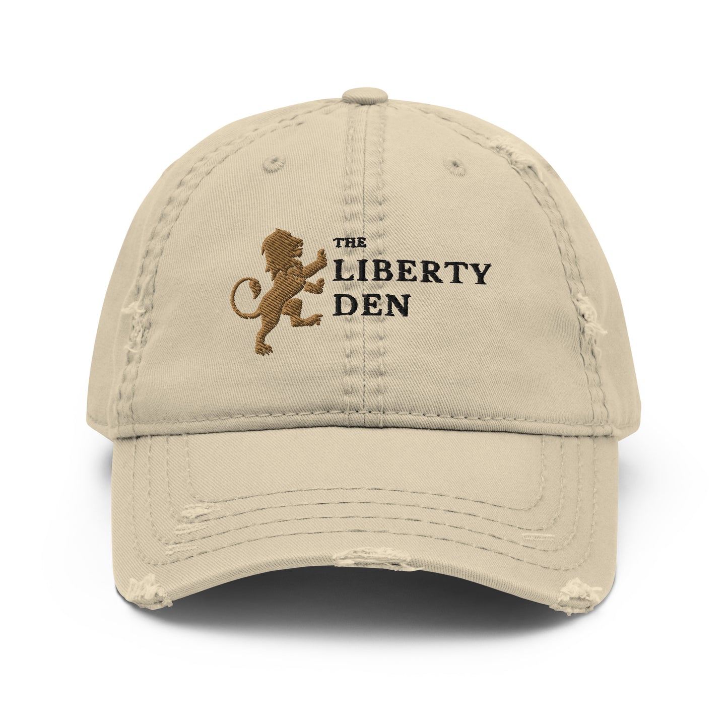 The Liberty Den Distressed Dad Hat (dark logo)
