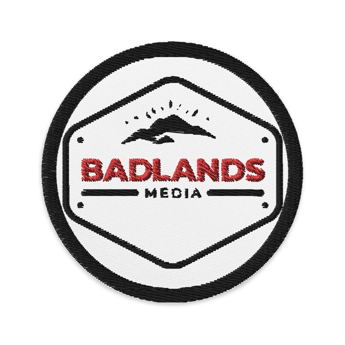 Badlands Embroidered Circle Patch in white