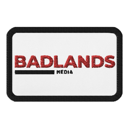 Badlands Embroidered Rectangular Patch in white