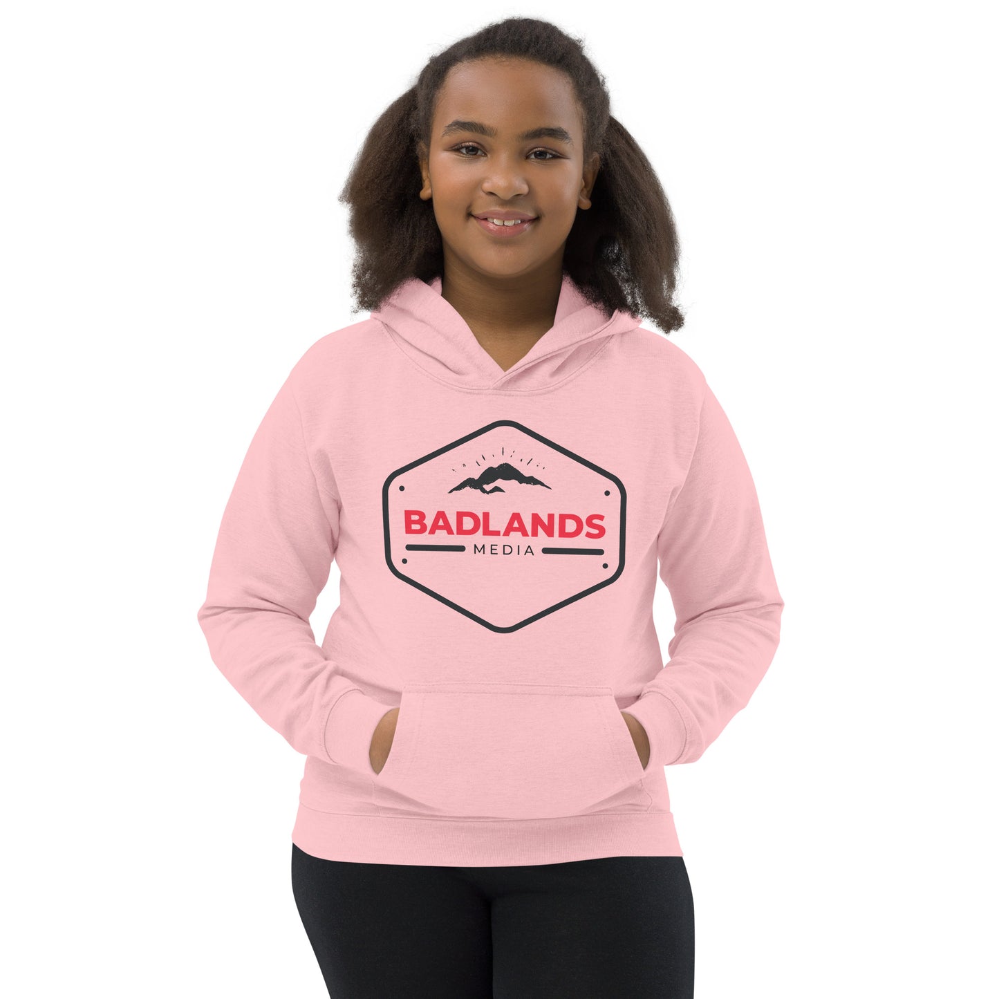 Badlands Kids Unisex Hoodie (red/blk logo)