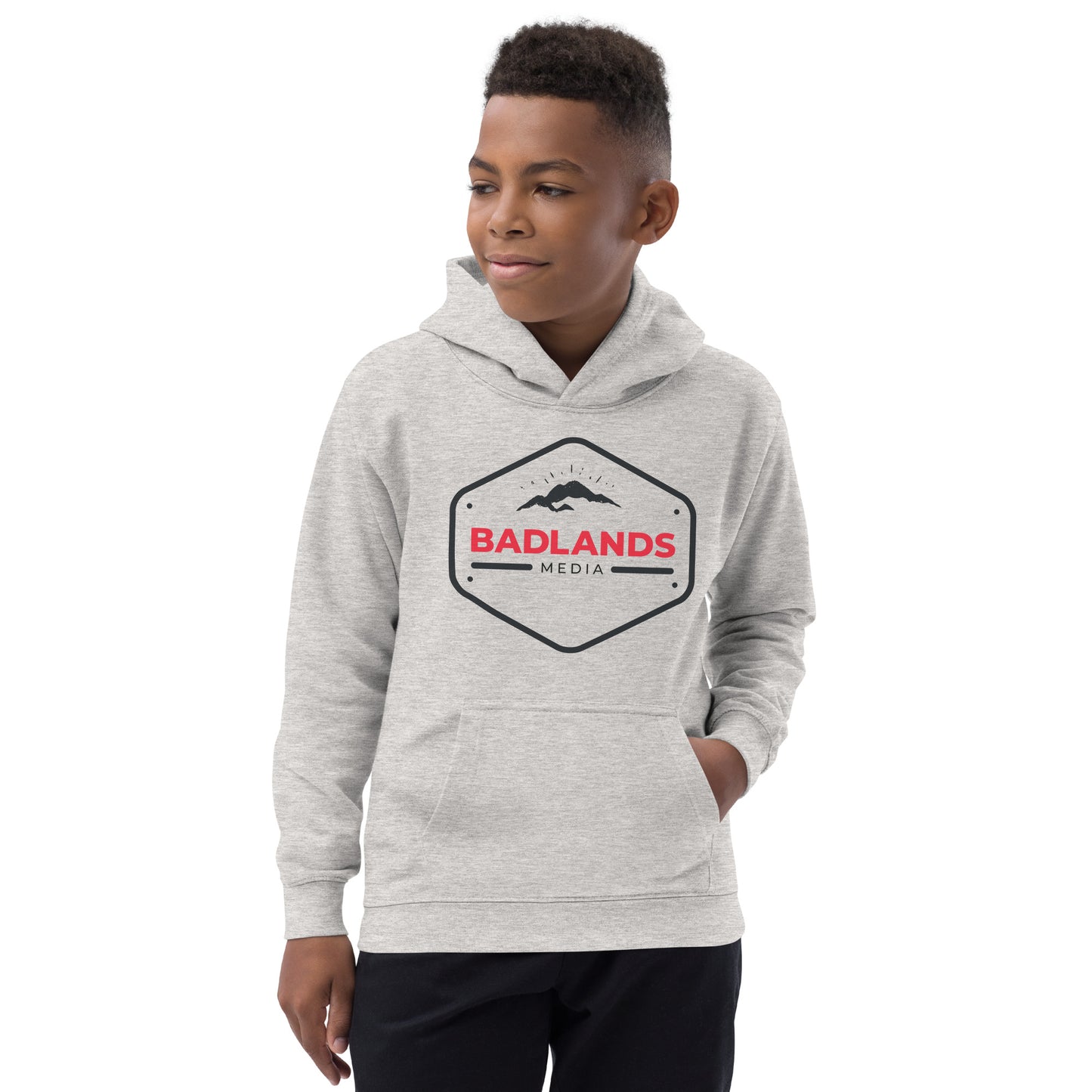 Badlands Kids Unisex Hoodie (red/blk logo)