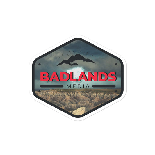 Badlands Hexagon Bubble-Free Stickers in storm