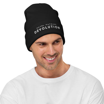 Devolution Embroidered Beanie (white logo)