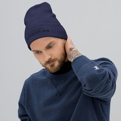 Devolution Embroidered Beanie (dark logo)