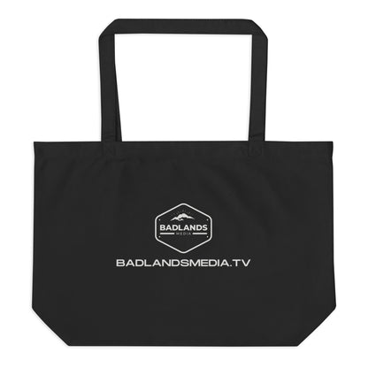 Baseless Conspiracies Large organic tote bag (black)