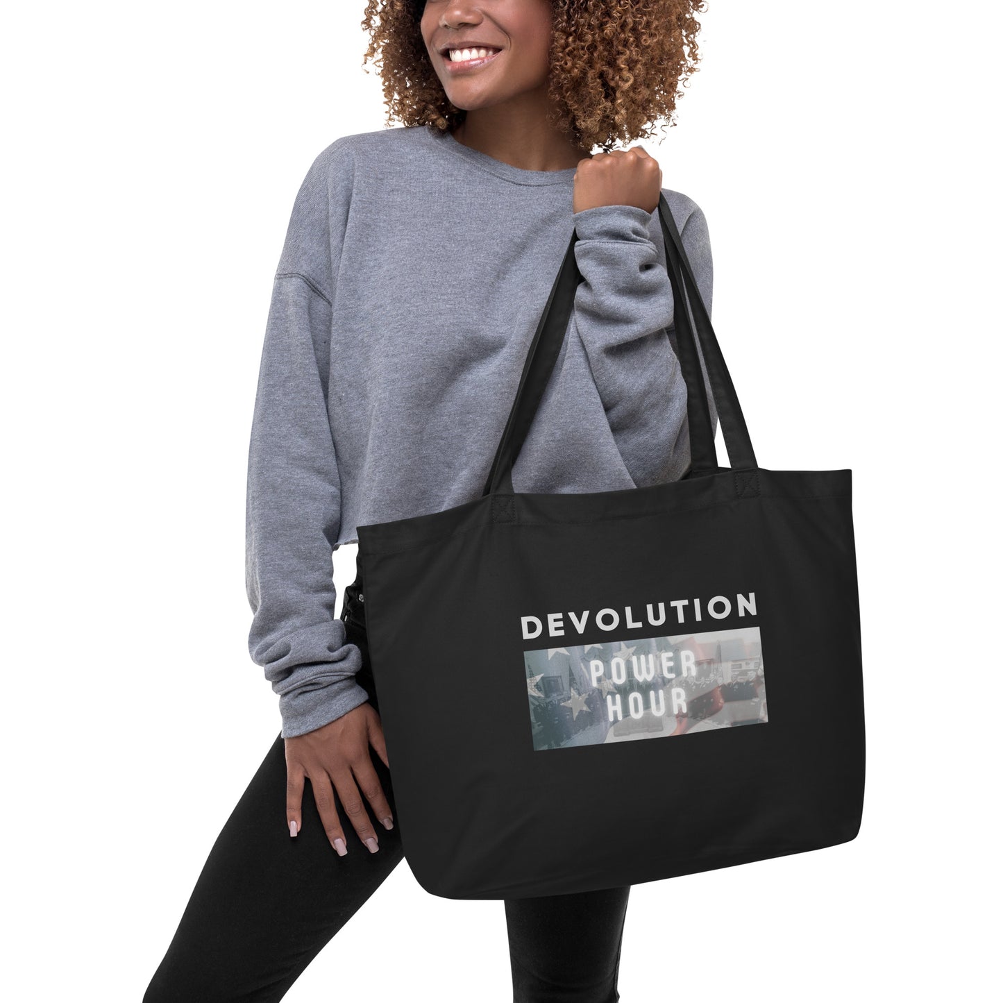 Devolution Power Hour Large organic tote bag (black)