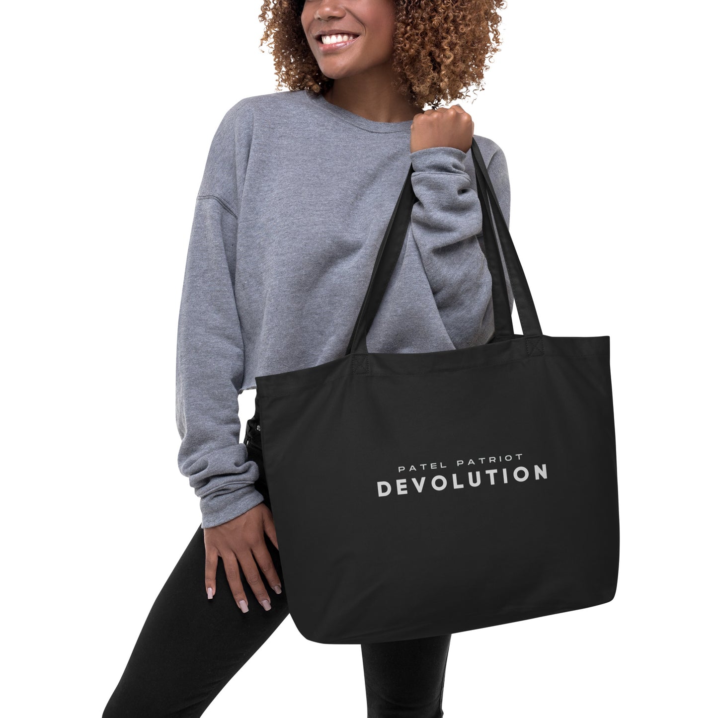 Devolution Large organic tote bag (white logo)