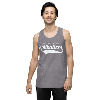 Spitballers Men’s premium tank top (white logo)