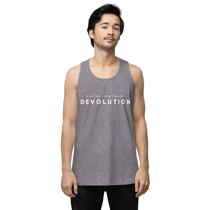 Devolution Men’s premium tank top (white logo)