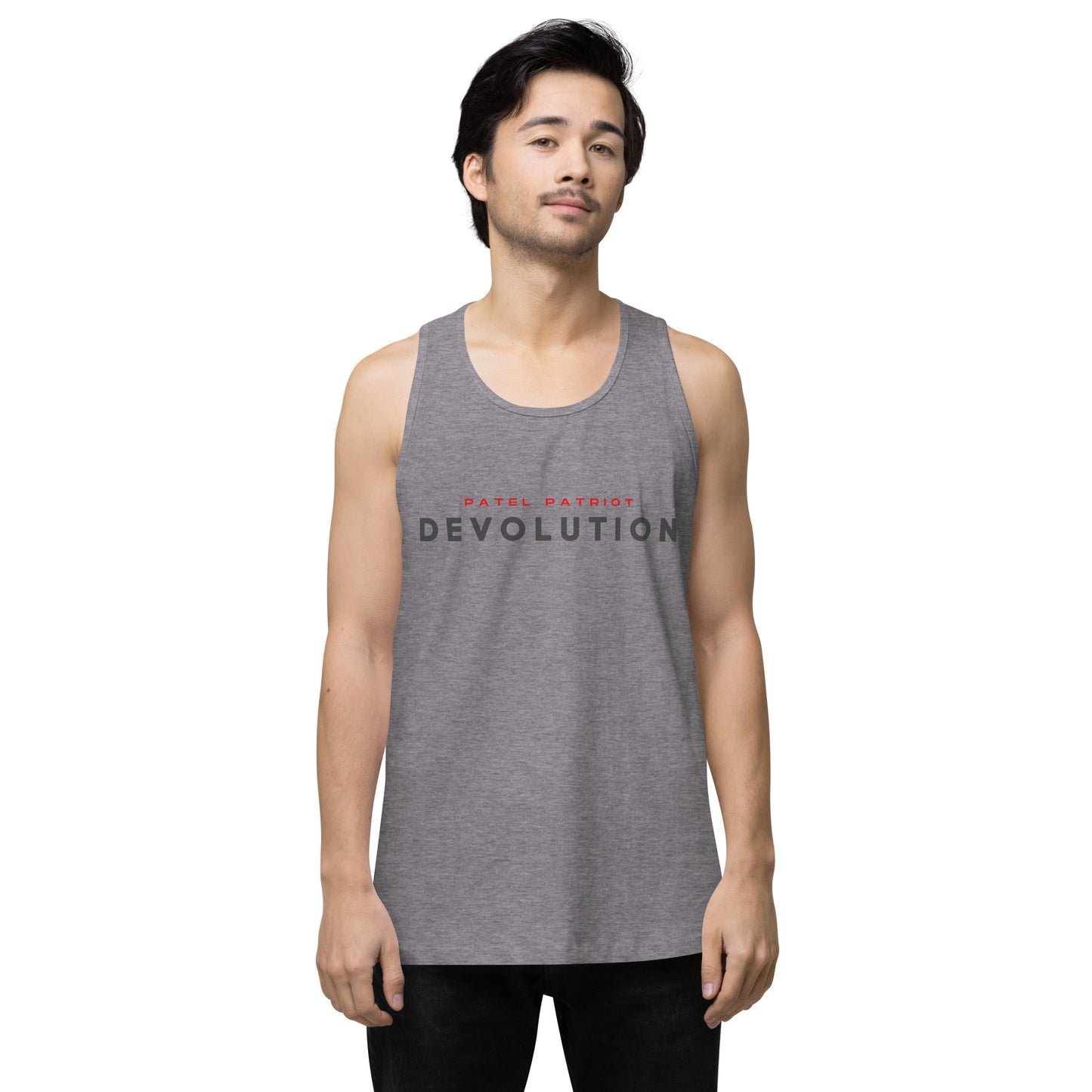 Devolution Men’s premium tank top (dark logo)