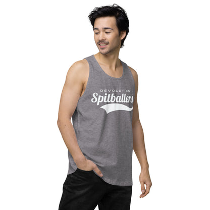 Spitballers Men’s premium tank top (white logo)