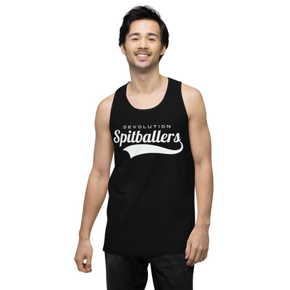 Spitballers Men’s premium tank top (white logo)