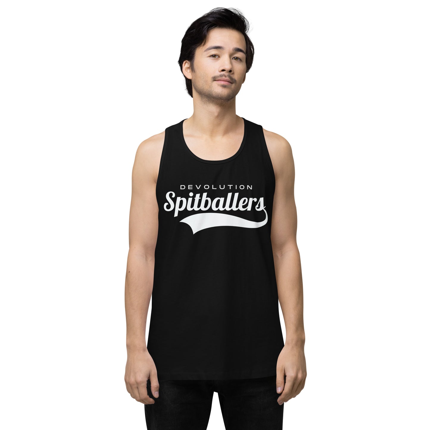 Spitballers Men’s premium tank top (white logo)