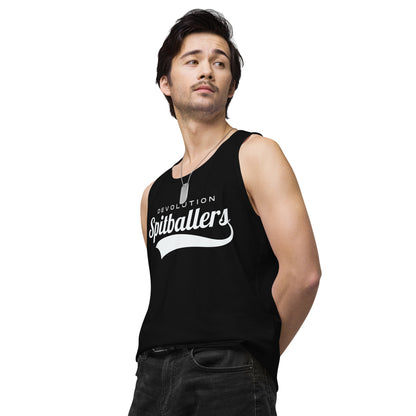 Spitballers Men’s premium tank top (white logo)