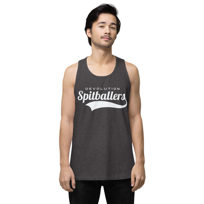 Spitballers Men’s premium tank top (white logo)