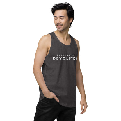 Devolution Men’s premium tank top (white logo)