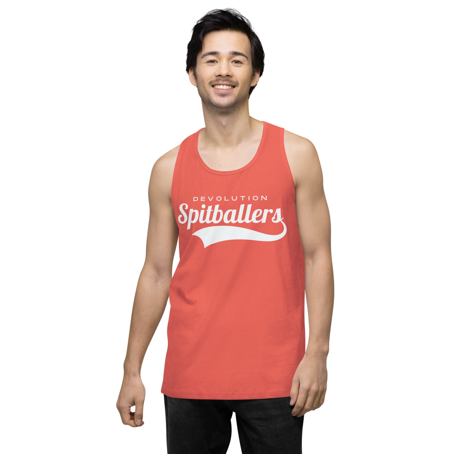 Spitballers Men’s premium tank top (white logo)