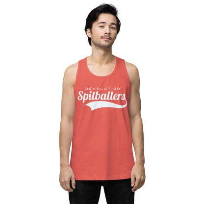 Spitballers Men’s premium tank top (white logo)