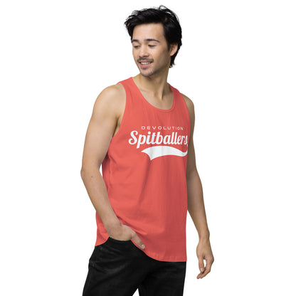 Spitballers Men’s premium tank top (white logo)