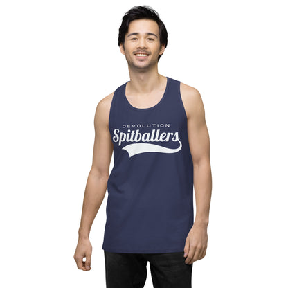 Spitballers Men’s premium tank top (white logo)