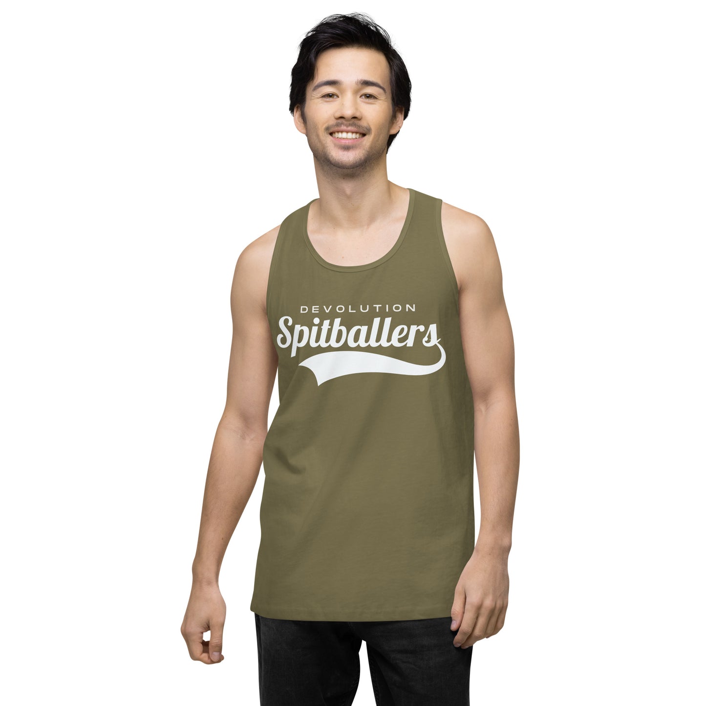 Spitballers Men’s premium tank top (white logo)