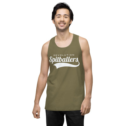 Spitballers Men’s premium tank top (white logo)