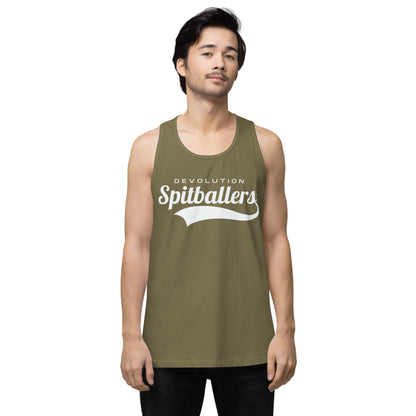 Spitballers Men’s premium tank top (white logo)