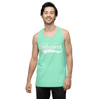 Spitballers Men’s premium tank top (white logo)