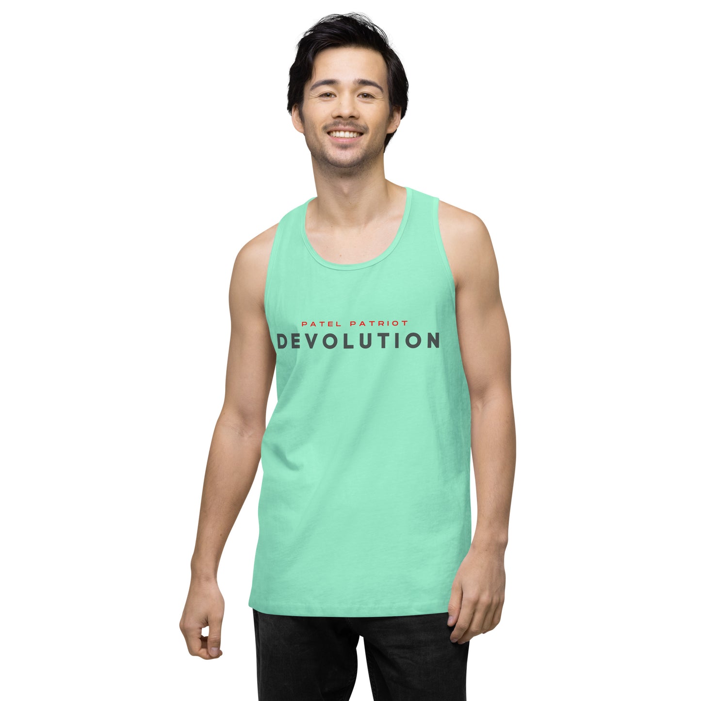 Devolution Men’s premium tank top (dark logo)