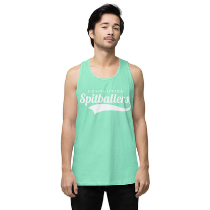 Spitballers Men’s premium tank top (white logo)