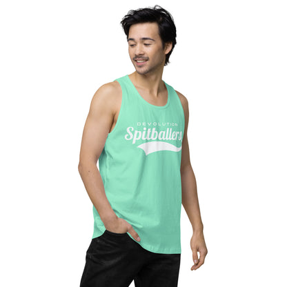 Spitballers Men’s premium tank top (white logo)