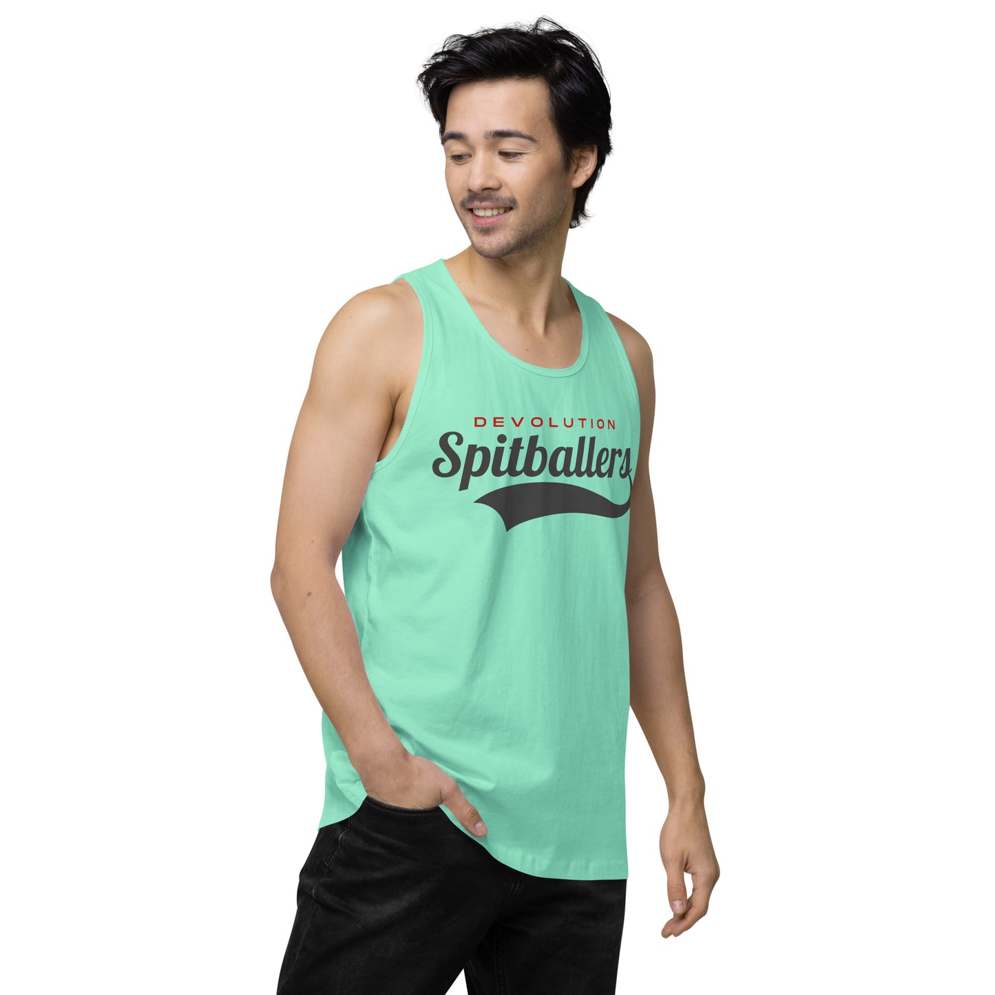 Spitballers Men’s premium tank top (dark logo)