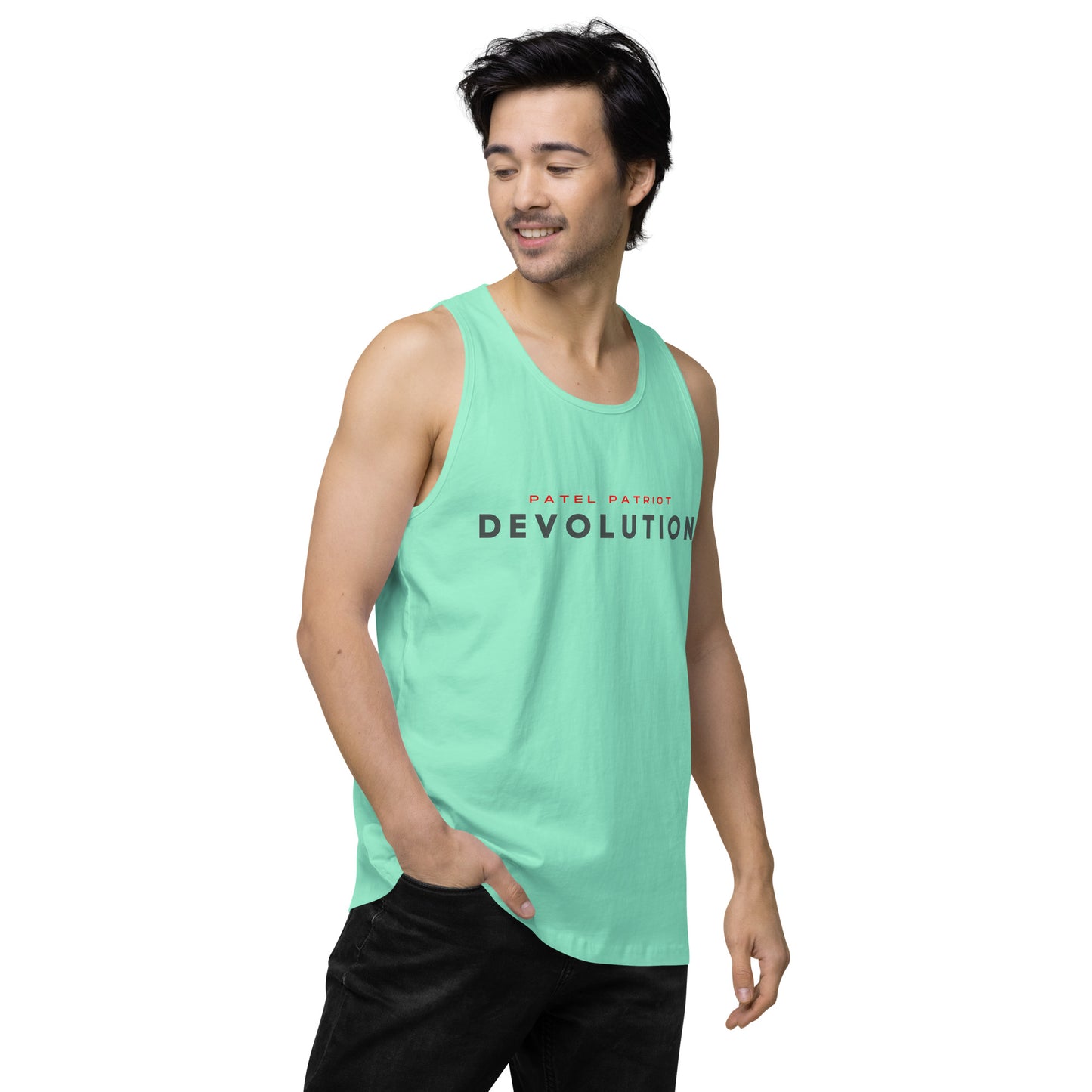 Devolution Men’s premium tank top (dark logo)