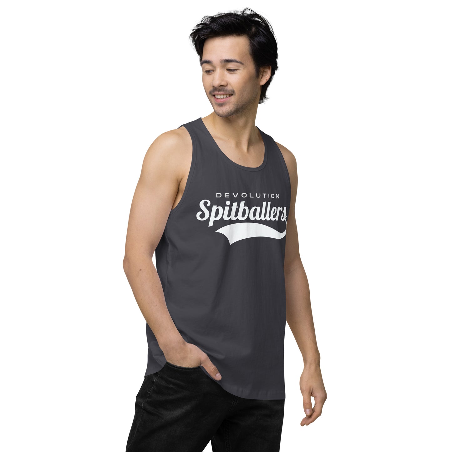 Spitballers Men’s premium tank top (white logo)