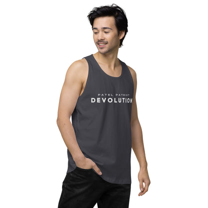 Devolution Men’s premium tank top (white logo)